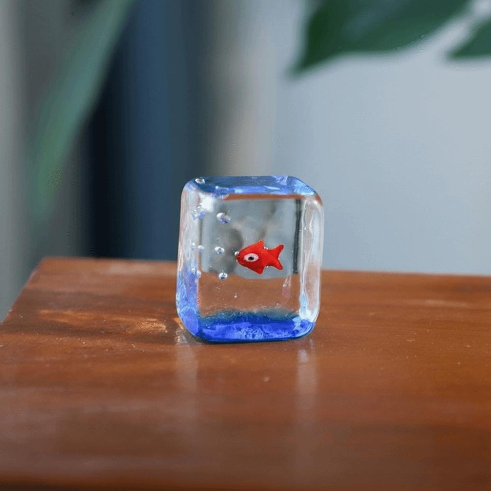 Transparent Mini Pocket Fish Ornaments Simulation Cartoon Glass Pocket Fish Figurine Handcrafted Decorative Pocket Fish Statue