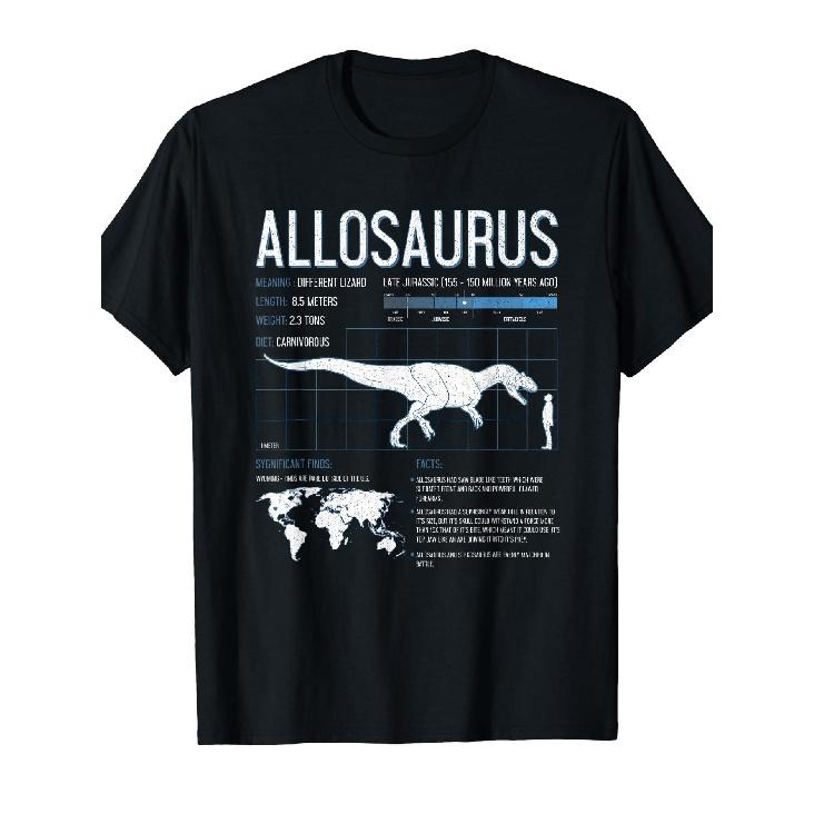 Allosaurus Dinosaur Facts T Shirt Mens Womens Kids Science S