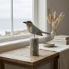 Wooden Bird Ornament Weathered Finish Tabletop Decor Seabird Desktop
