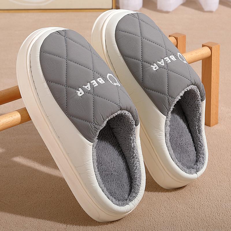 

Men s & Women s Large Size Waterproof Plush Cotton Winter Indoor Slippers 40-41 fits 39-40