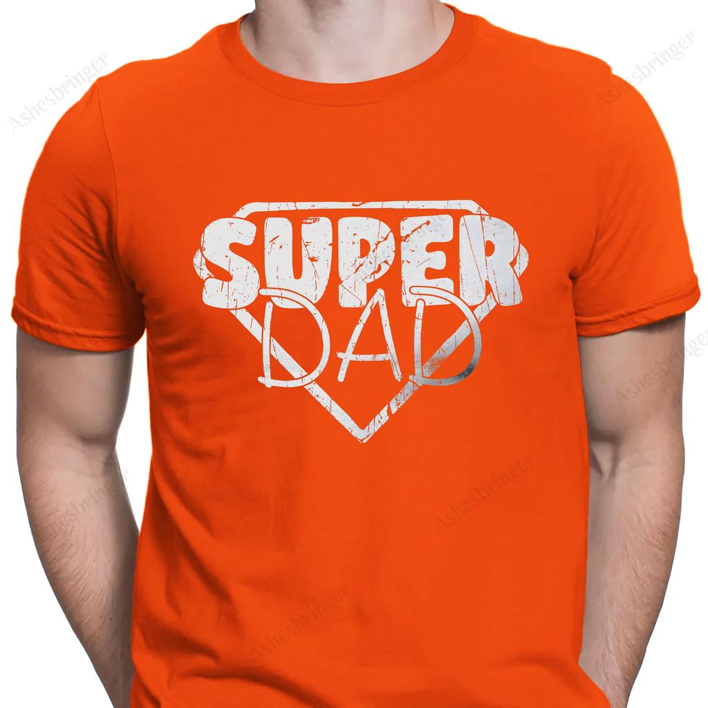 Super Dad Graphic Novelty Crew Neck Fathers Day T Shirt Funny Dad Gift Tee Street Casual Style Tops for Men and Women