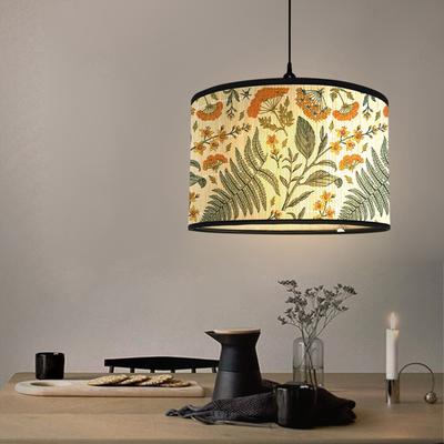 Nordic Style Green Plant Pattern Lamp Shade Bamboo Art Lampshade Cafe Chandelier Retro Homestay Room Decor Hanging Lamp Cover