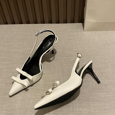 2025 Frühjahr neue Produkte hohl flacher Mund Damenschuhe Schleifendekoration spitz hohe Absätze Temperament dünner Absatz Sandalen Damen