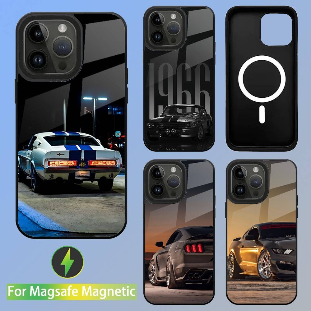 Etui na telefon GT Car F-FordS M-Mustang Dla iPhone 16,15,14,13,12,11,Pro,Max,Plus,Mini,SE Nowe Magnetyczne Bezprzewodowe Ładowanie Magsafe