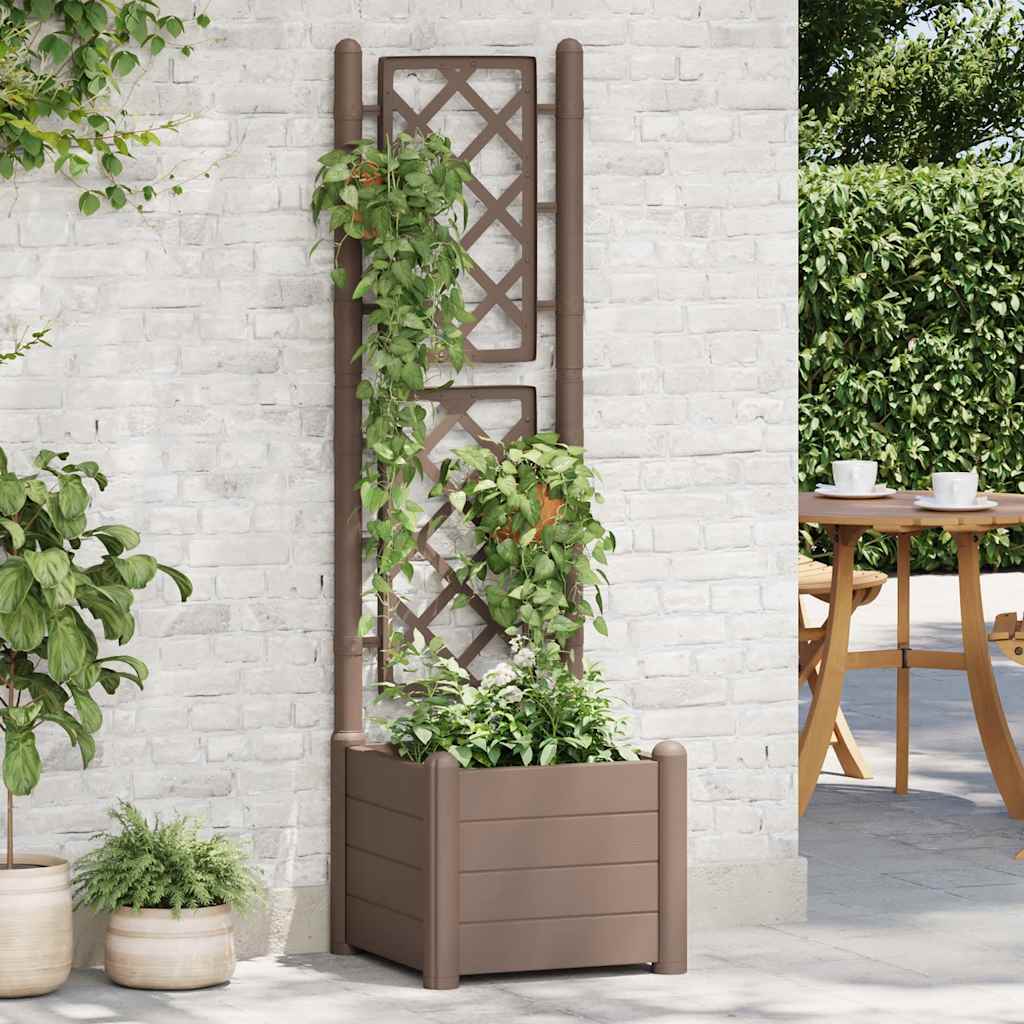 vidaXL Pflanzkübel mit Spalier 43x43x142 cm PP Mokka