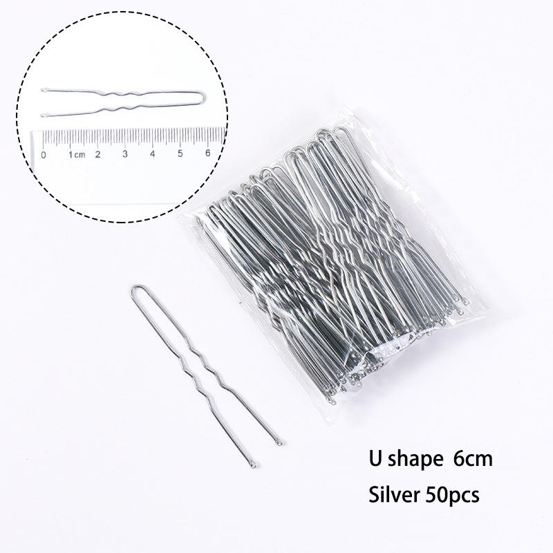 50PCS U Shaped Alloy Hairpins Waved Hair Clips Metal Black Bobby Pins Barrettes Bridal Hairstyle Tools Hairpin  Gifts