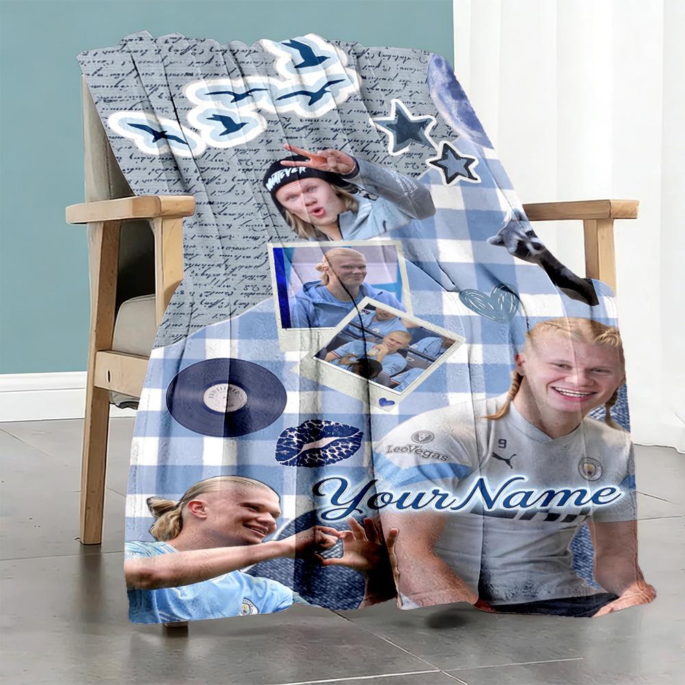 Haaland 180 Personalized Text Blanket Multi-purpose Personalized Blanket Comfortable Versatile for Couch Home Decor Office Bedding All-Season Use
