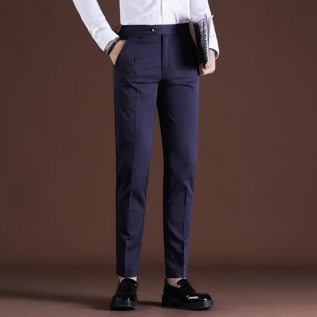 Autumn light luxury textured men's casual business pants, slim-fitting and versatile professional casual men's pants with small feet