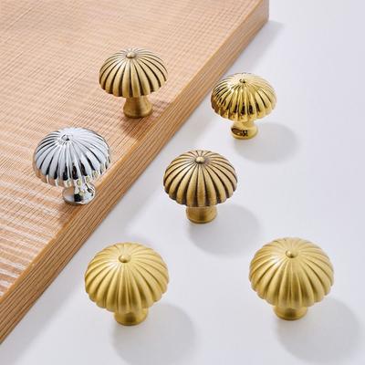 Classic Brass Cabinet Door Handle Golden Umbrella Shape Brass Handles European Style Wardrobe Knobs Closet Drawer