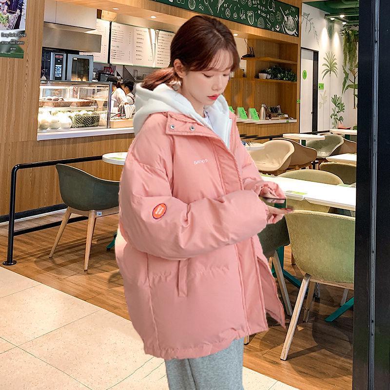

Трендовая зимняя женская куртка с капюшоном в корейском стиле на флисовой подкладке: Толстый мягкий дизайн из двух частей Medium розовый