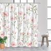 1 Delicate pink floral seamless pattern shower curtain with soft translucent petals on white background for bathroom