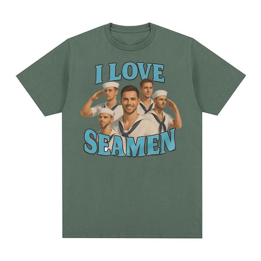 

I Love SeaUnisex Funny Meme T-shirts Unisex Women Clothing Fashion High Quality T-shirt 100% Cotton Oversized Loose T Shirt Streetwear 4XL