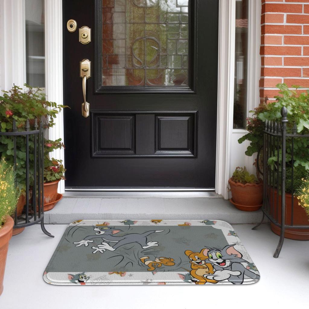 Custom  Cat And Mouse Doormat Anti-Slip Entrance Welcome Kitchen Bath Floor Door Mat  Toilet Living Room Carpet Rug