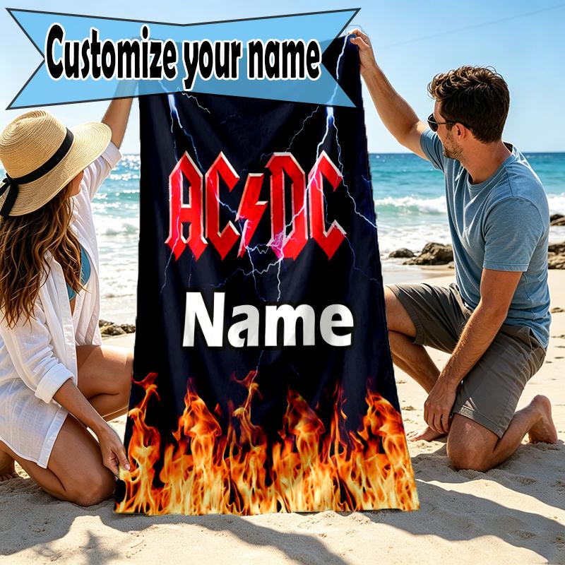 Custom Name Personalized Rock singer Print Beach Towel, for Trip Camping Beach Party Home Decor, Birthday Gift for Family & Friends