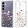 Floral Clear Case for Galaxy S24 for Women/Girls,Pretty Phone Cover for Samsung S24,Flower Design Slim Soft Transparent Drop Proof TPU Protective
