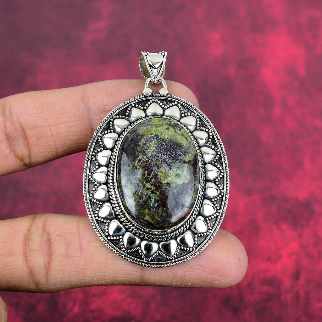 Dragon Bloodstone Jewelry, Handmade Gemstone Pendant, 925 Solid Sterling Silver Pendant Antique Jewelry, For Engagement Gift