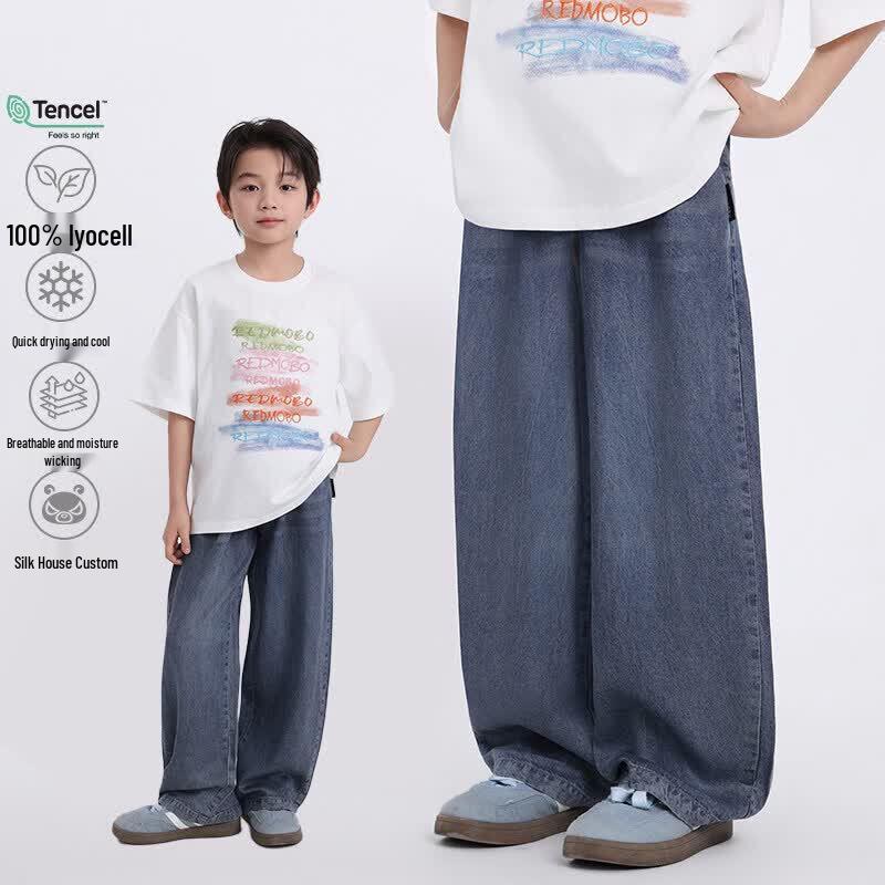 Boys  Cartoon Print Tencel Jeans 120cm