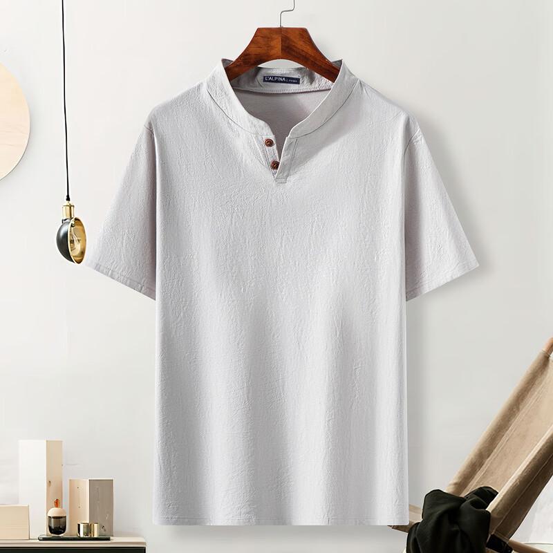 Men's Pure Cotton Henley Loose Short Sleeve T-Shirt