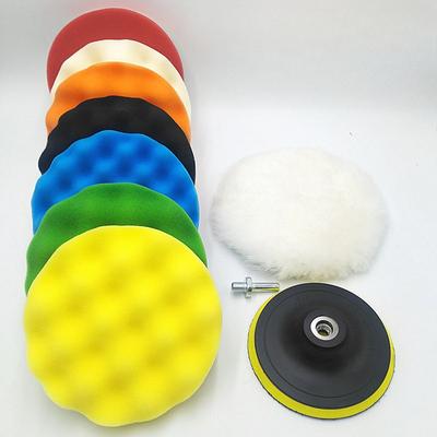5 Stück/Set Auto Wachsen Beauty Polierscheibe Wolle Polierrad Selbstklebepad Schwammkugel Poliermaschine Wachsschwamm-Scheibe