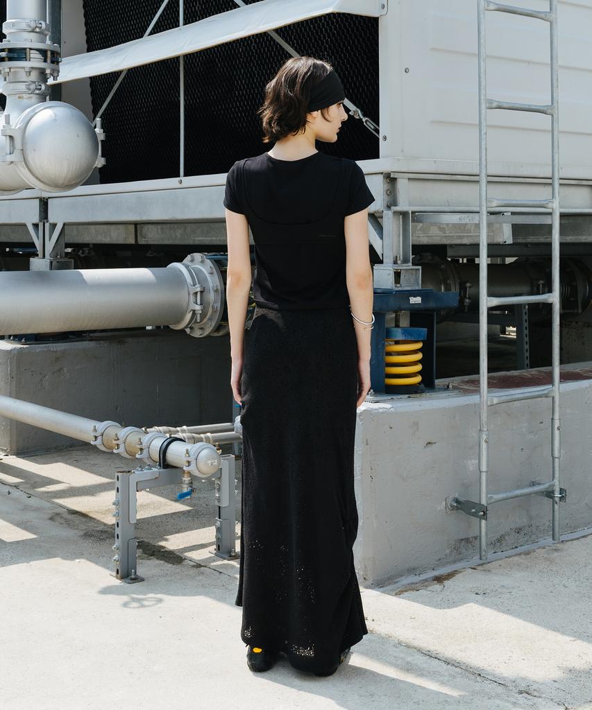 THREE TO EIGHTY Mock Bustier Layer Tee Black