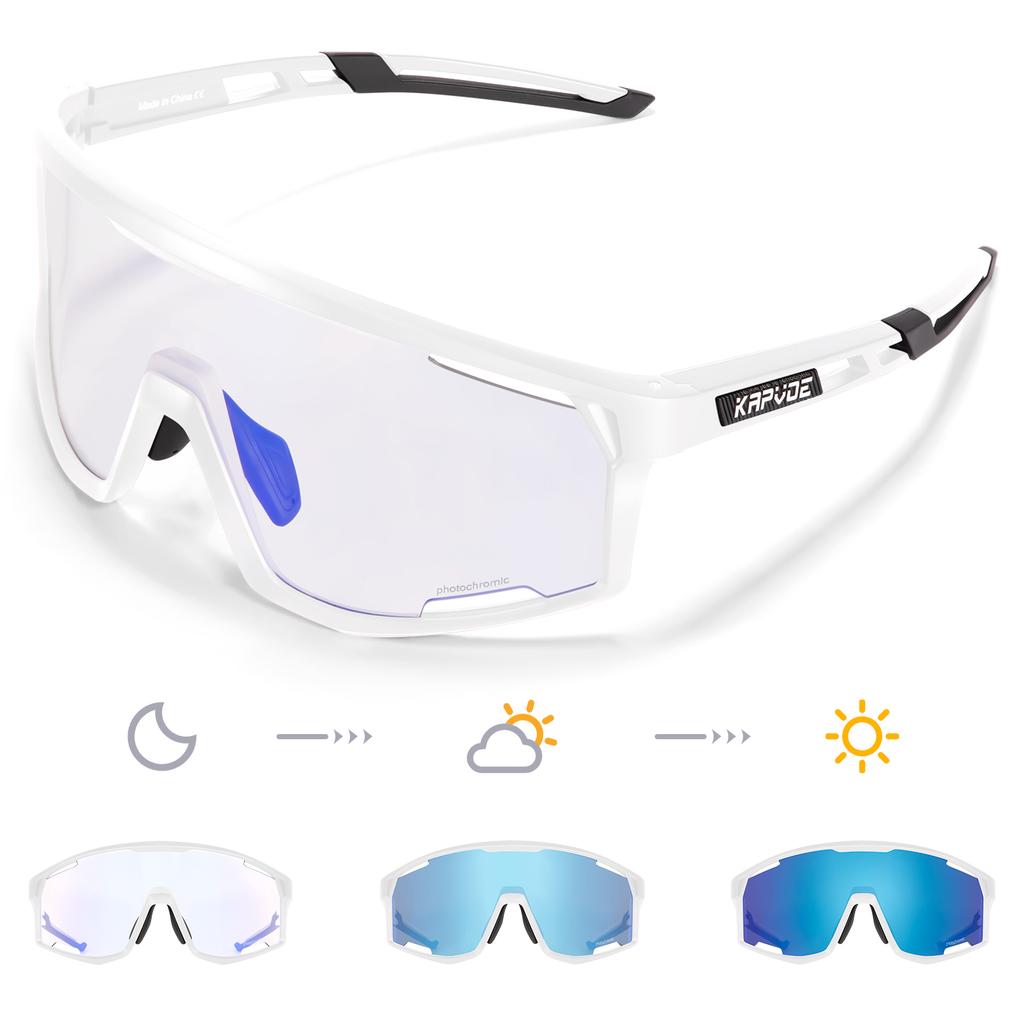 Kapvoe Photochromic Cycling Glasses UV400 MTB Clear Mountain Bike Transition Bicycle Sunglasses for Men Women Sports Eyewear