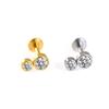 Diamond-Inlaid Stainless Steel Lip Stud Piercing Earring - 1.2*6/8mm