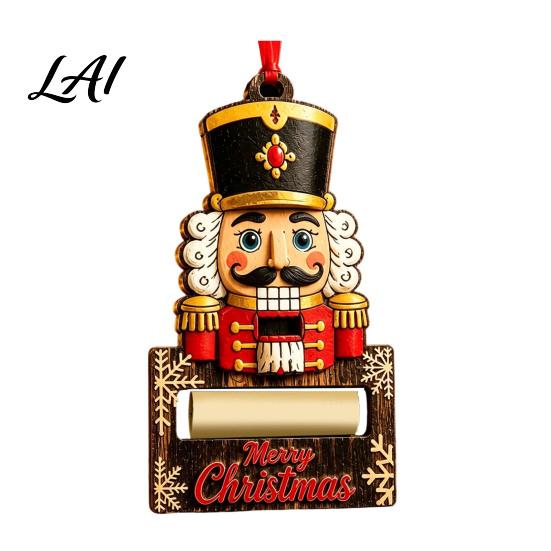 Holiday Hanging Decor Christmas Wooden Money Holder Ornament Santa Reindeer Snowman Elf Cash Holder Xmas Tree Gift Decoration