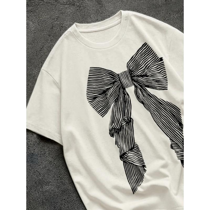 100% Cotton American Short Sleeve Shoulder T-Shirt Women s Bottom Shirt Loose Top S