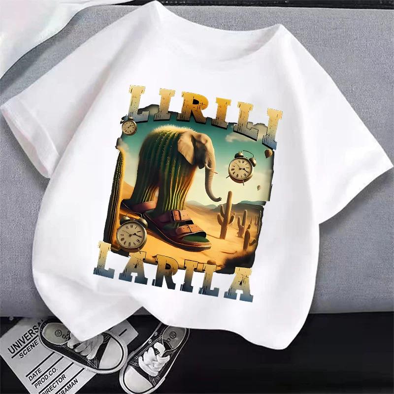 Children's Summer T-shirt Tung Tung Sahur Children's T-shirt Fun Meme Short Sleeve Men's and Women's Top