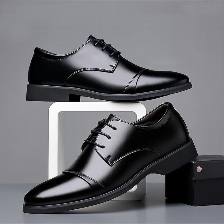 New Men's Leather Oxford Shoes Lace Up Casual Shoes  Non-slip Formal Dress Footwear Outdoor Business Shoes Leisure Walk Sneakers