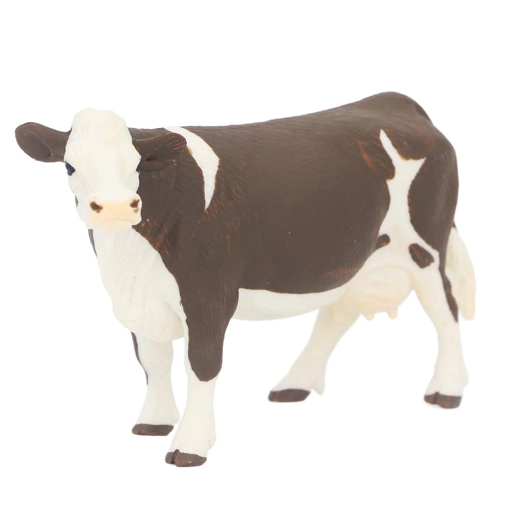 Cow Figurine Vivid Colors Lifelike Details Soft Plastic Safe Durable Simmental Cow Toy for Table Shelf Decoration