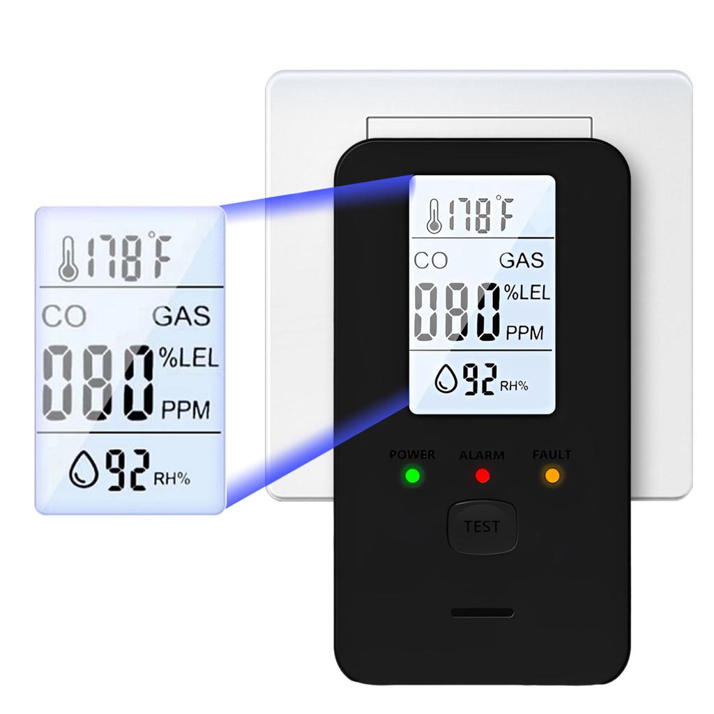 Carbon Dioxide Detector Plug In 4 in 1 Combustible Natural Gas Detector Home Air Quality Monitor for Home RV Travel Hotel