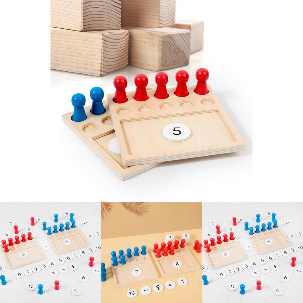 Wooden Montessori Math Board With Ten Grid Layout For Kids Learning And Early Education