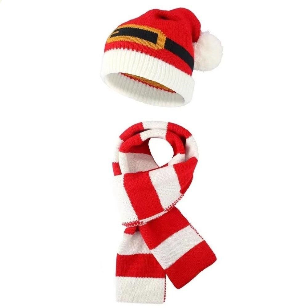 Gloves Christmas Hat Scarf Thermal Yarn Santa Claus Beanie Knitted Holiday Scarf  Merry Couples