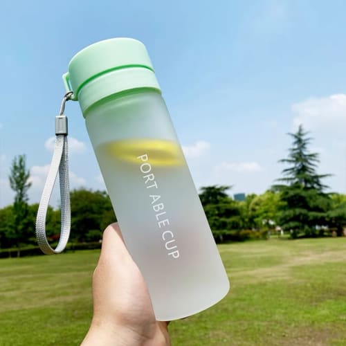 Glass Water Bottle, Water Bottle, Glass Tea, Double-Walled Glass Teacup with Tea Strainer, Clear Frosted Glass, Measuring Cup, Highly Airtight, Leak-P