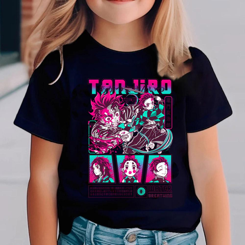 Çocuklar İçin Demon Slayer Tişörtleri Anime Çizgi Film Kısa Kollu Gömlek Erkek Kız Yazlık Kimetsu No Yaiba Üst Çocuk Kıyafetleri Hediyeler