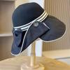Sun Protection Cap Women's Anti-purple Line Sun Hat Foldable Vinyl Button Bucket Hat Face Cover Large Brim Sun Hat