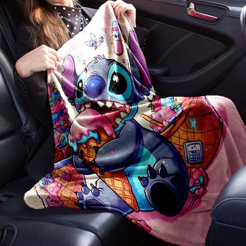 1ks deka s potiskem Stitch - Měkká, celoroční přehoz do obývacího pokoje, ložnice, personalizovaný dárek s roztomilým kresleným designem
