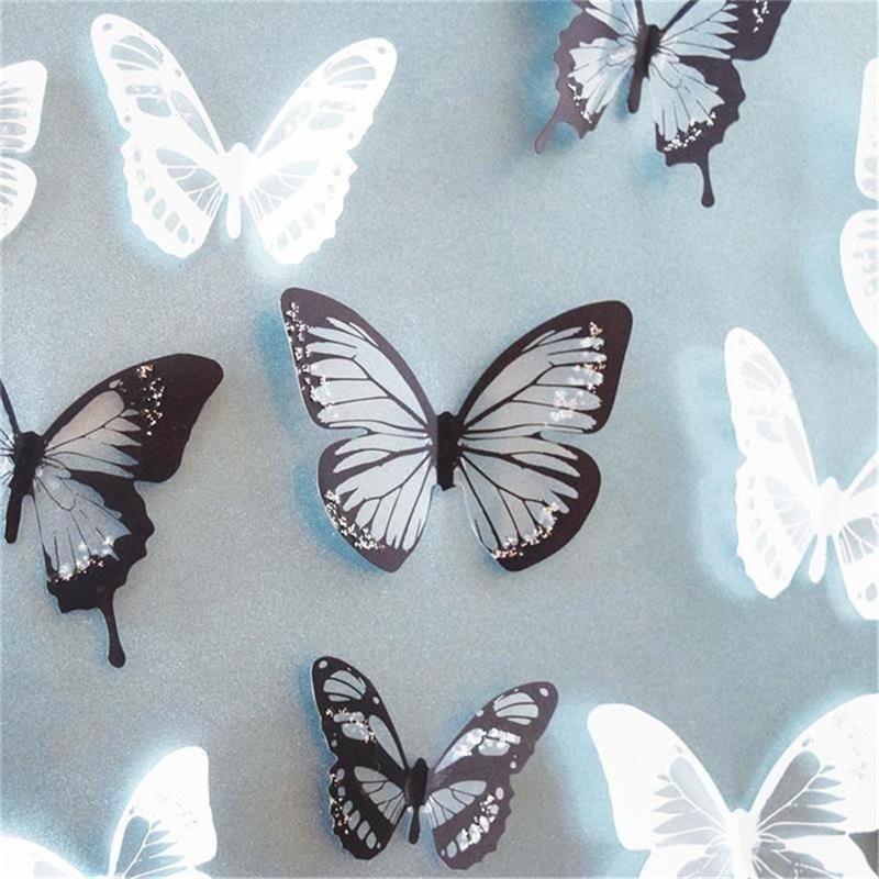 18ks/set DIY 3D samolepky na zeď s motýly Art Decal PVC Butterflies Home Decor