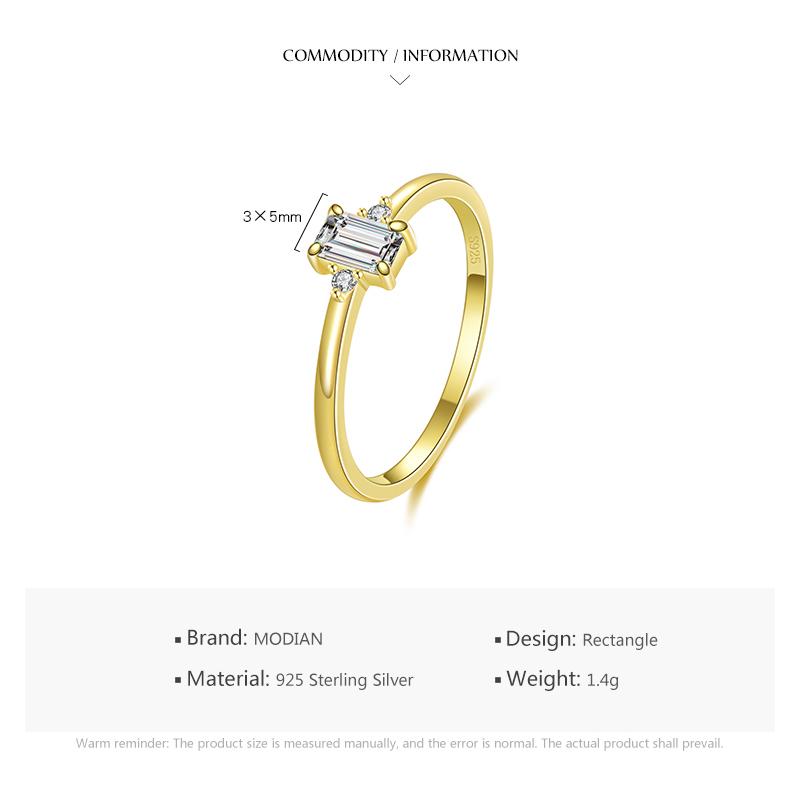 Modian 925 Sterling Silber klassischer Charme Smaragdschliff Zirkonia Fingerringe für Frauen hypoallergener Hochzeitsschmuck
