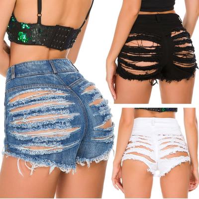 Women's High Waist Ripped Denim Shorts - Sexy European & American Style Summer Hot Pants for Nightclubs