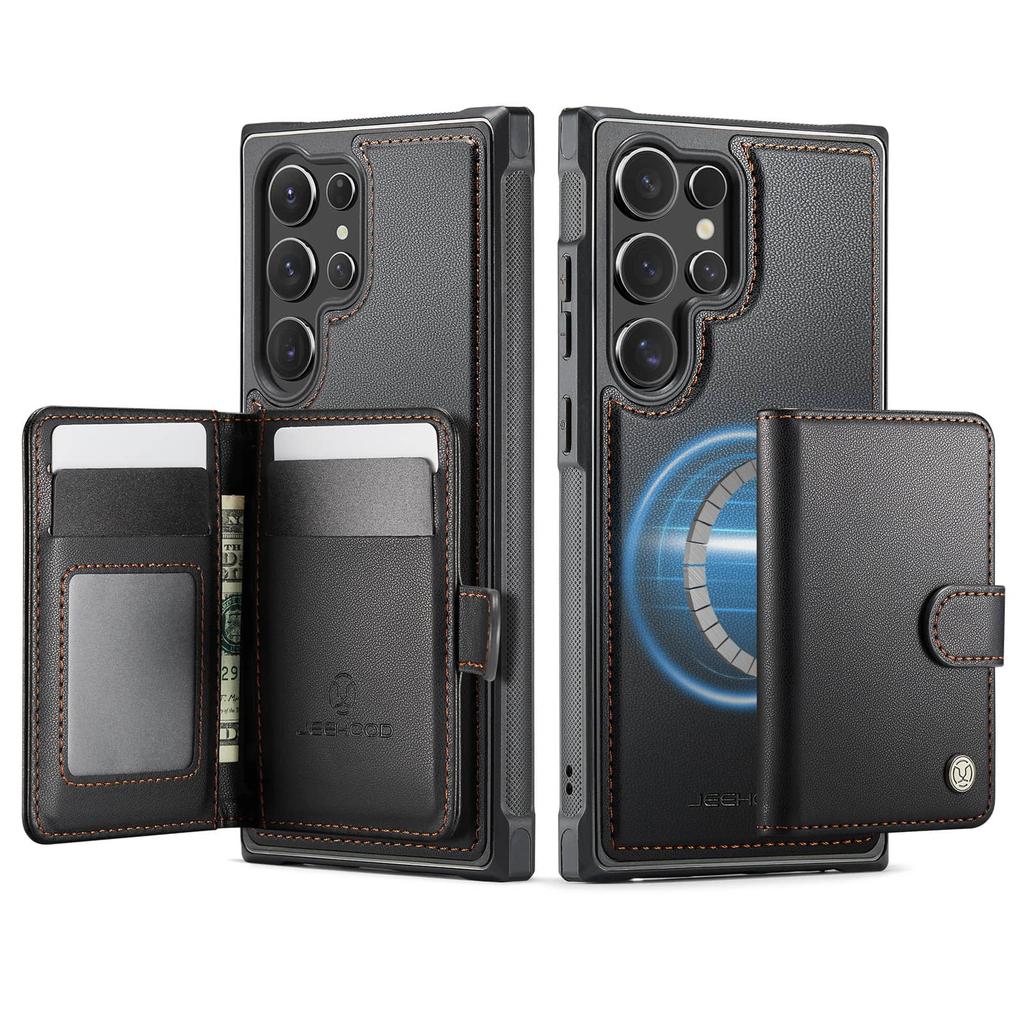 Portemonnaie-Hülle für Samsung Galaxy S25 Edge S25 S24 S23 S22 S21 S20 Ultra, Premium Abnehmbarer Magnetischer Kartenhalter RFID-Blockierung