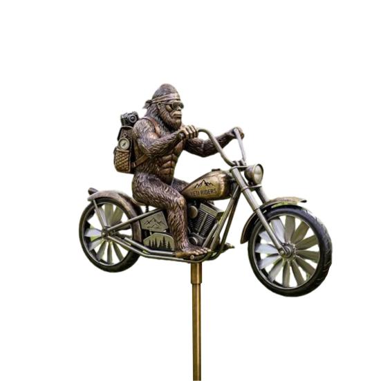

Garden Wind Spinner for Outside Big Foot Riding Motorcycle/Truck/Airplane Metal Rotatable Yard Windmill with Stake Retro Courtyard Spinner for Porch B