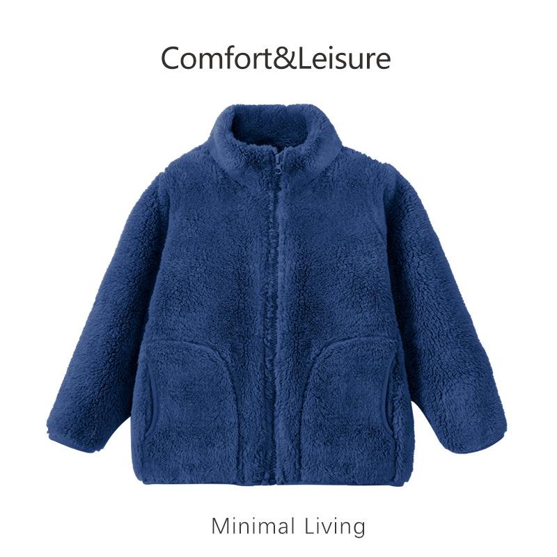 Kids Thickened Warm Solid Long Sleeve Stand Collar Winter Outerwear Coat