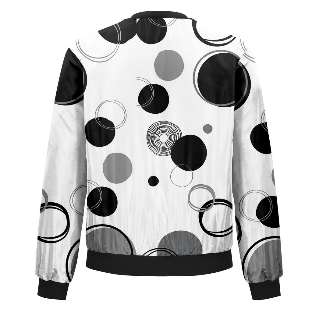 Jacken für Damen, langärmelig, leicht, mit Reißverschluss, kurz geschnitten, Modedruck, Oberbekleidung, lässige Steppjacken mit Taschen