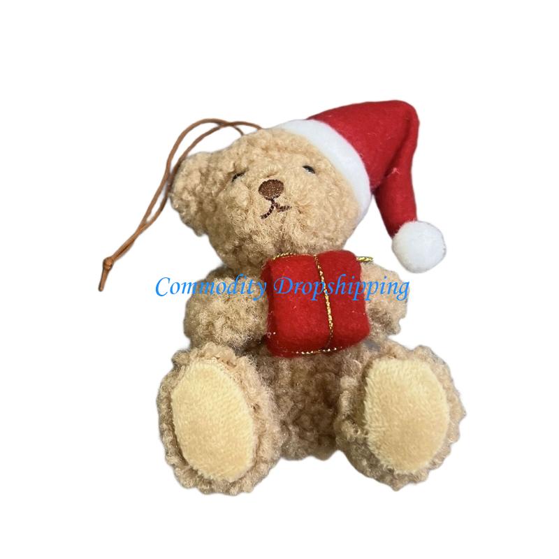 Y5JC Plush Bear Pendant Hanging Pendant Christmas Tree Decorations Desktop Ornaments For Home Party Indoor Outdoor Holiday