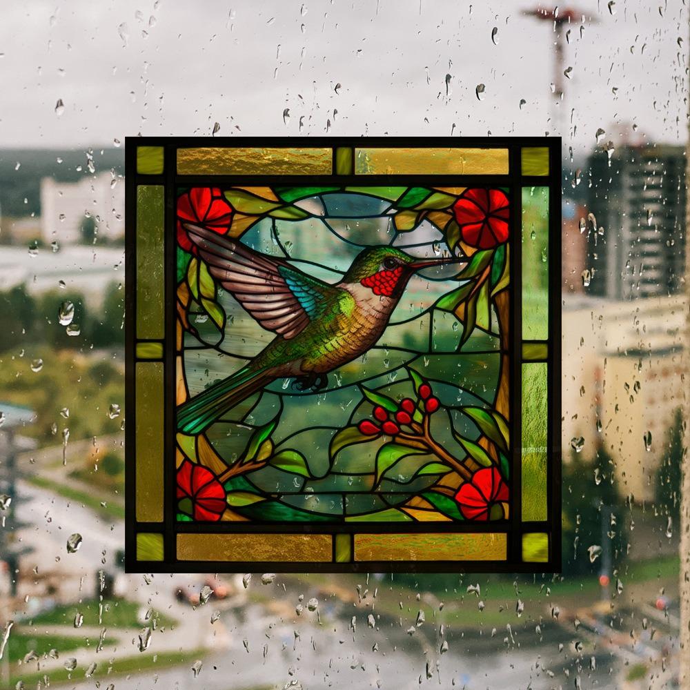 Reusable Electrostatic Sticker Double-Sided Design Warning Sticker Hummingbird Window Decals  Home