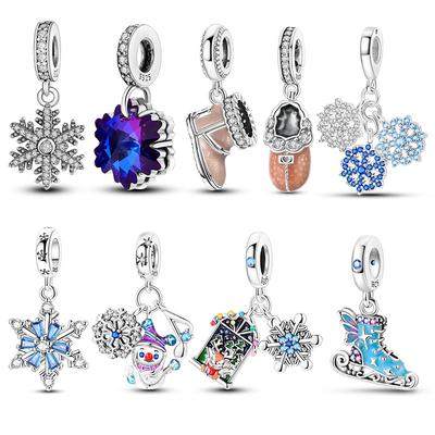 925 Silver Snowflakes Snowmen Ice Skates Boots Charms For Women Fashion Jewelry Making DIY Pendant Beads