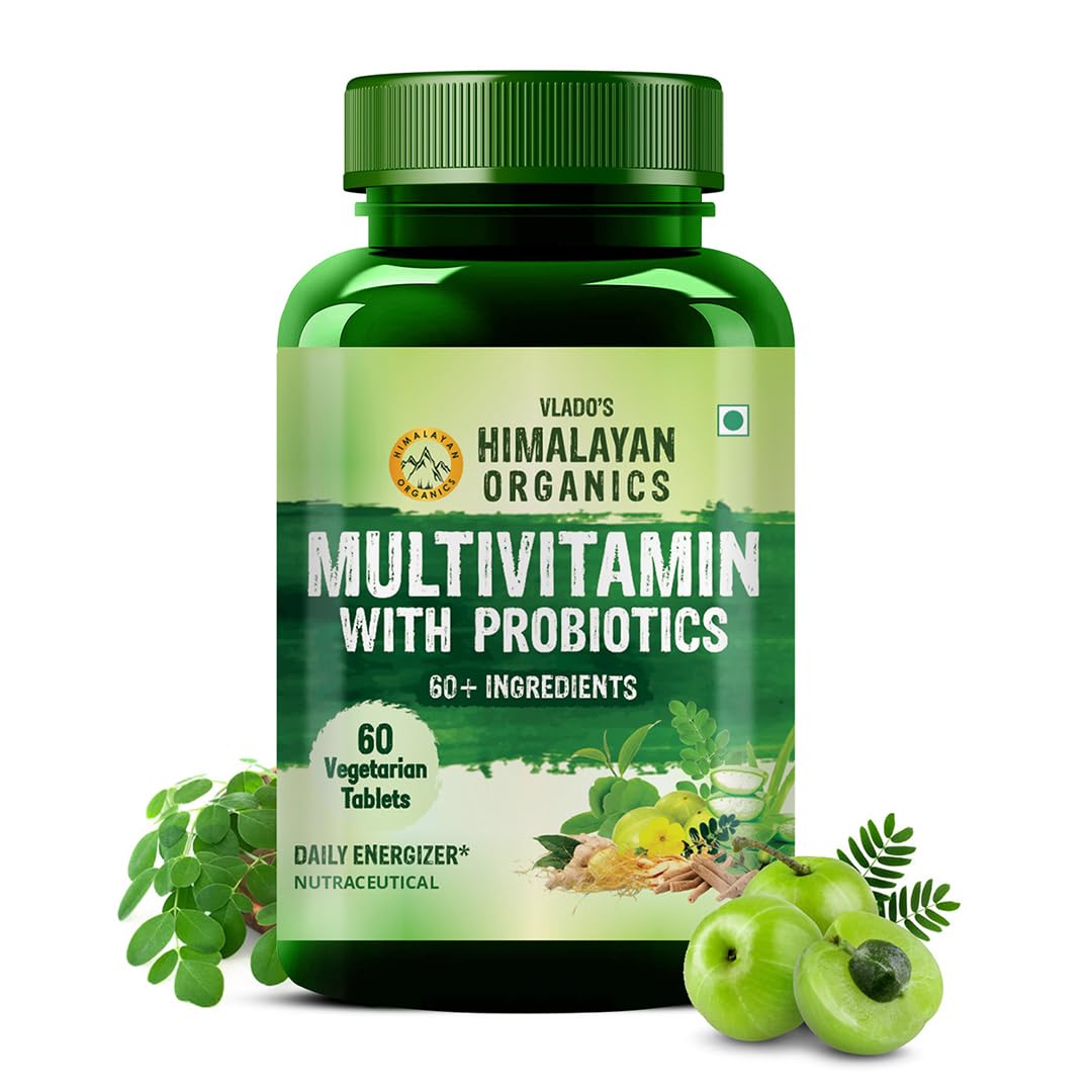 

Vlado’s Himalayan Organics Multivitamin Tablets for Men & Women With Probiotics, 60 Veg Tablets, 60+ Nutrients for Energy & Wellness