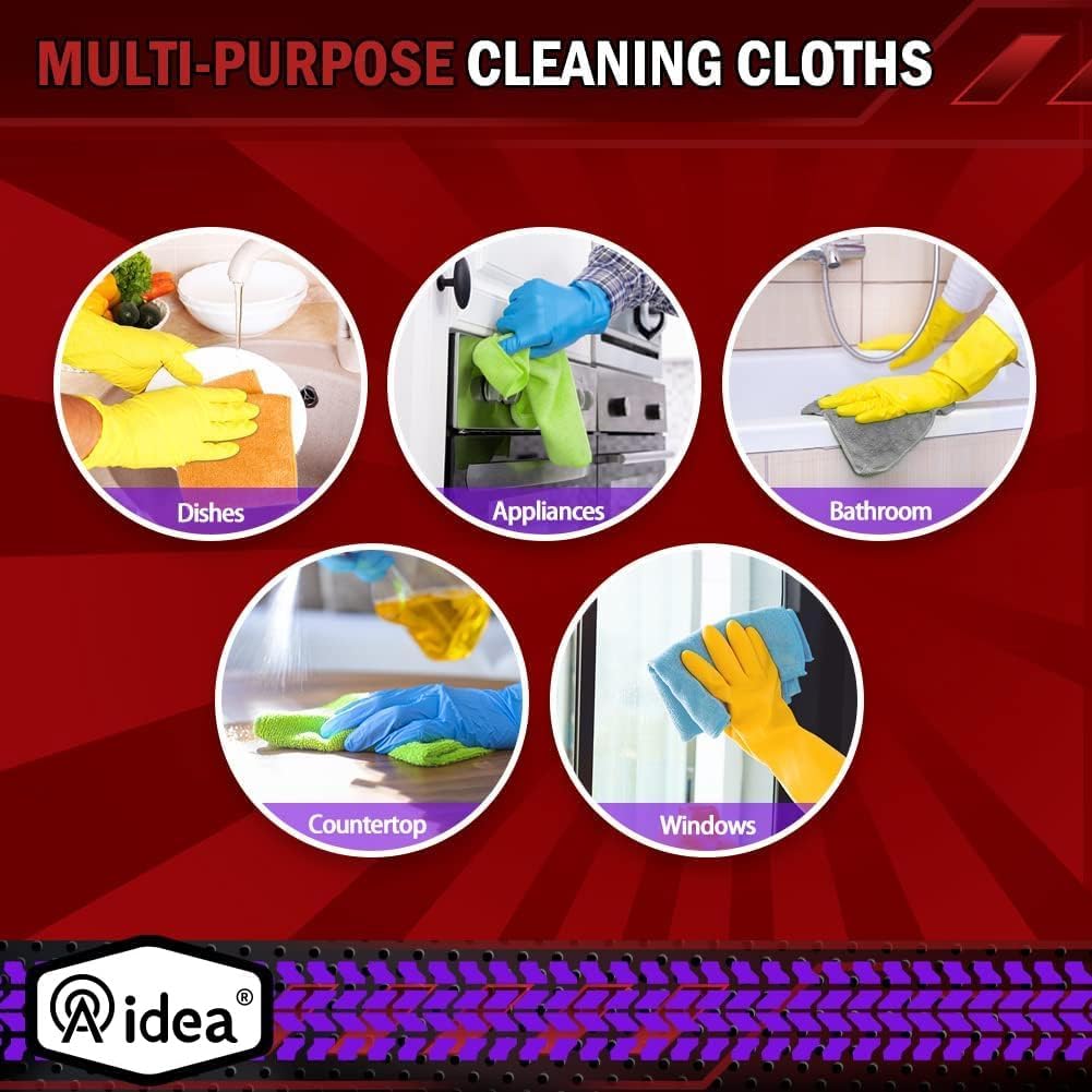 AIDEA Microfiber Cleaning Cloth 24 Pack, Microfiber Towels For Cars, Soft & Absorbent Cleaning Rags, Premium Lint Free Shop Towels For House,